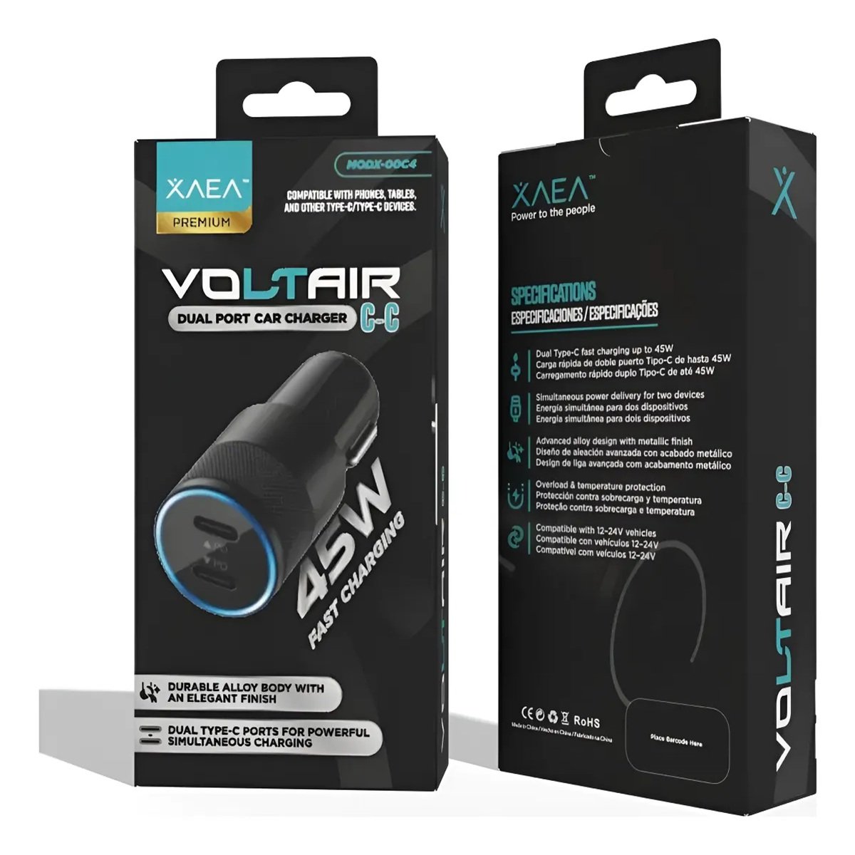 ADAPTADOR CARGADOR 12V VOLTAIR 2 TIPO C