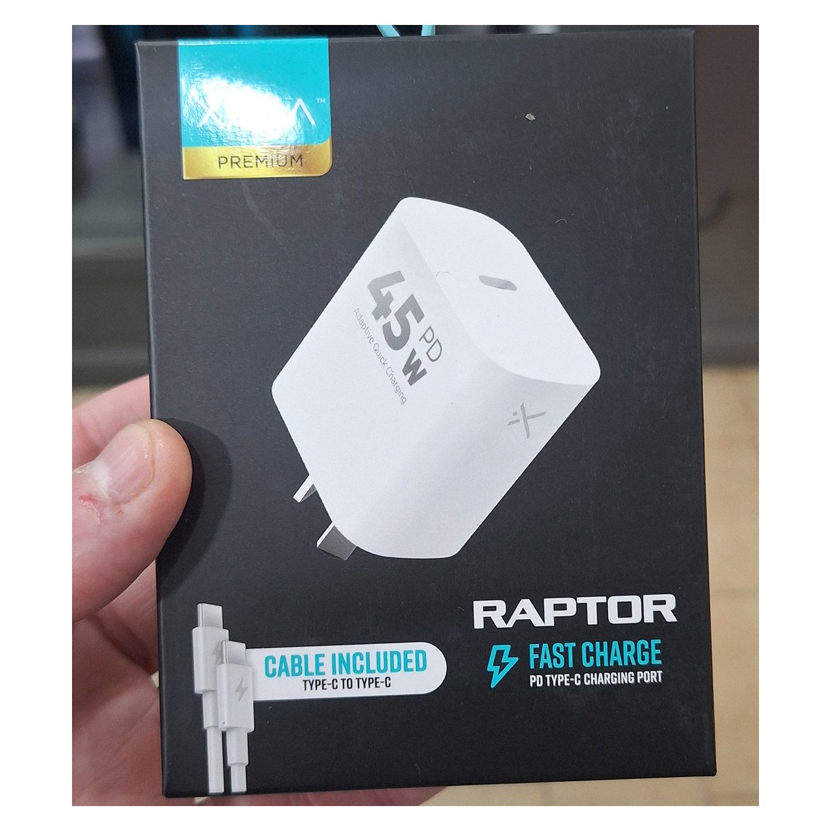 CARGADOR XAEA RAPTOR 45W PD USB C CON CABLE C A C