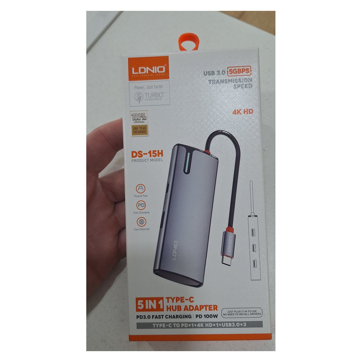 HUB USB C LDNIO DS 15H 5EN1 USB C A HDMI 4K 3 PUERTOS