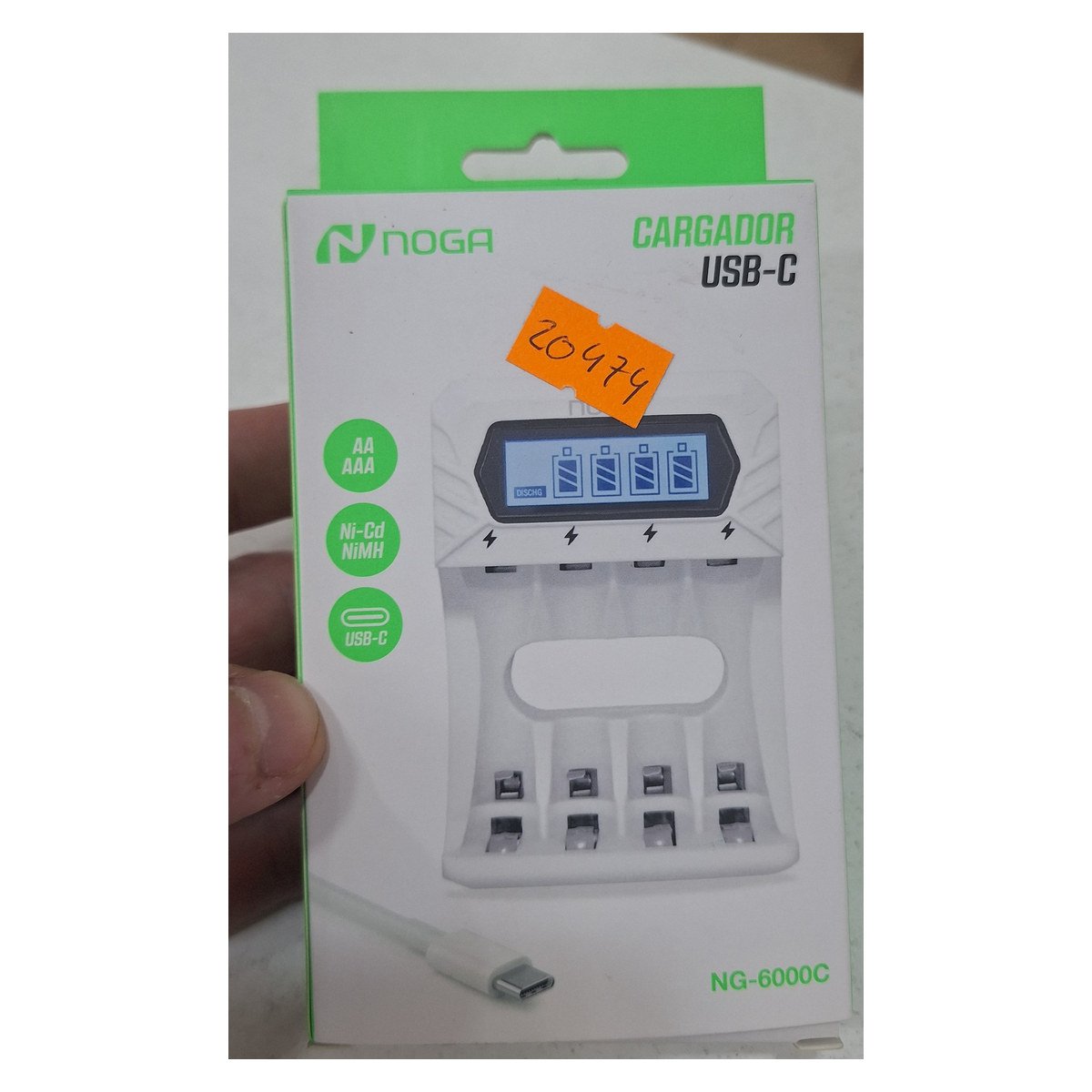 CARGADOR DE PILAS NOGANET NG-6000C AA AAA 1.2V 4 PILAS USB CON PANTALLA LED CON INDICADOR DE CARGA C