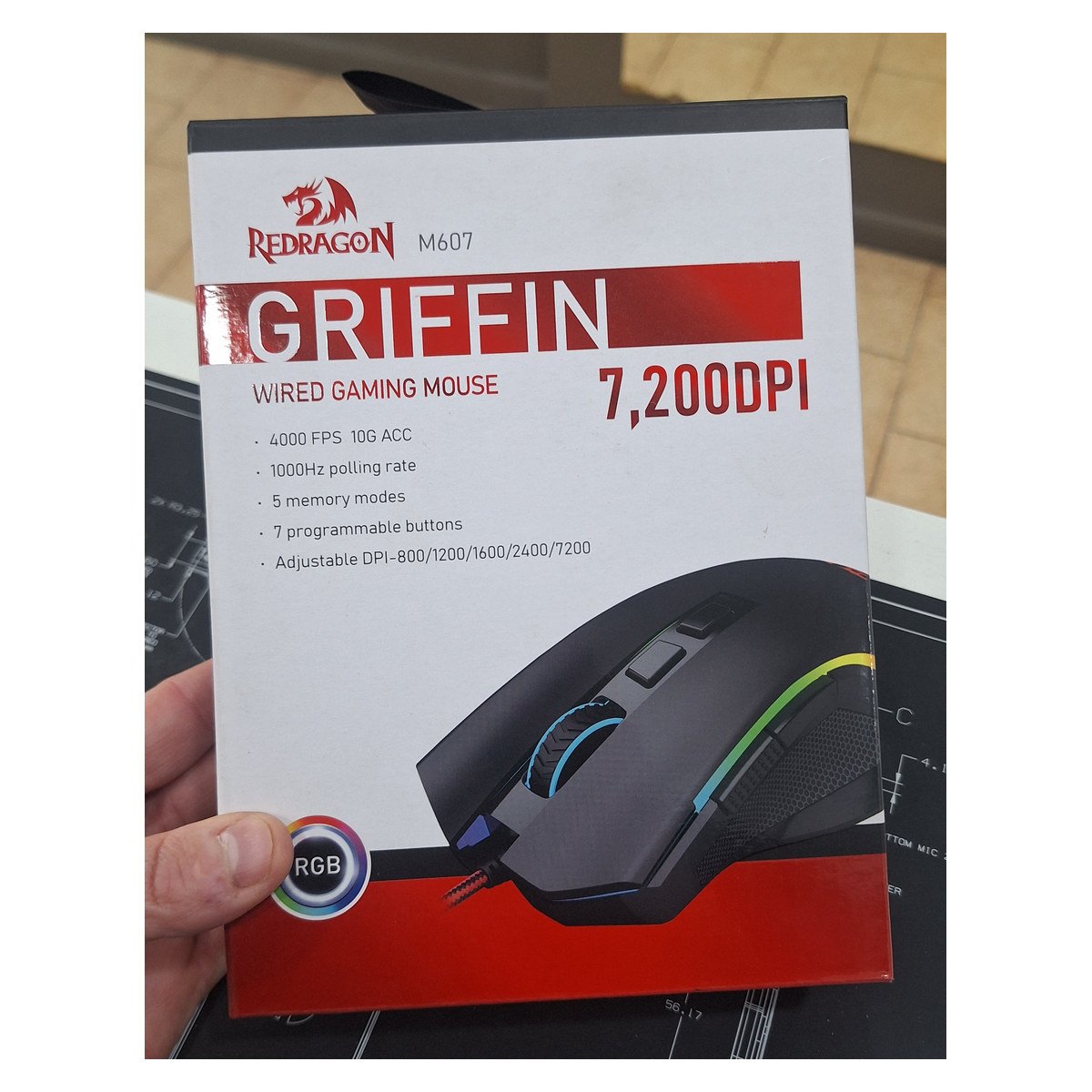 MOUSE GAMER REDRAGON GRIFFIN NEGRO MODEL M607